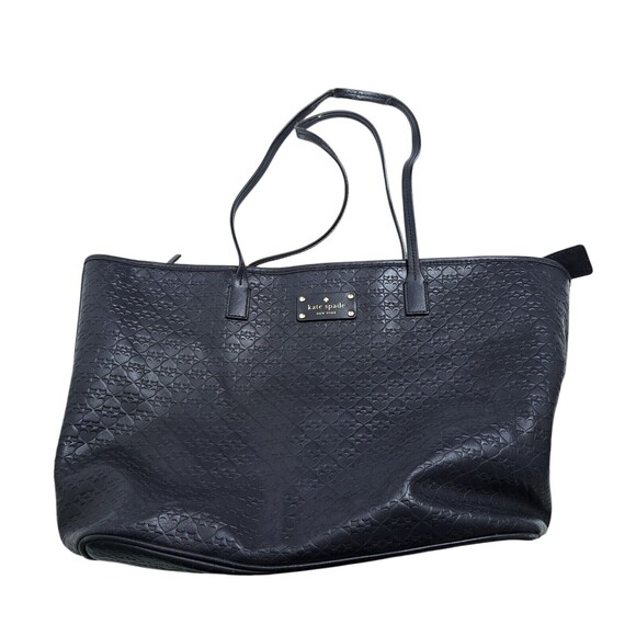 Kate Spade Purse New York Penn Place Margareta Black Tote Bag Embossed Leather - Picture 1 of 12